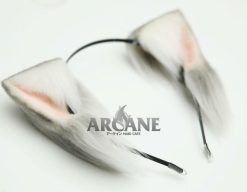 Cat Neko Ears Furry Kitten Anime Headband for Cosplay Gray