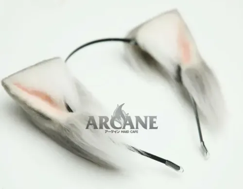 Cat Neko Ears Furry Kitten Anime Headband for Cosplay Gray