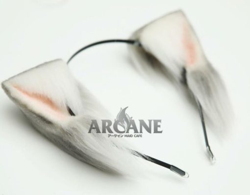 Cat Neko Ears Furry Kitten Anime Headband for Cosplay Gray
