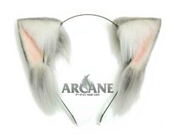 Cat Neko Ears Furry Kitten Anime Headband for Cosplay Gray