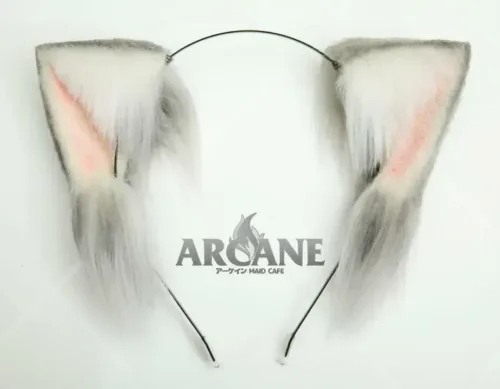 Cat Neko Ears Furry Kitten Anime Headband for Cosplay Gray