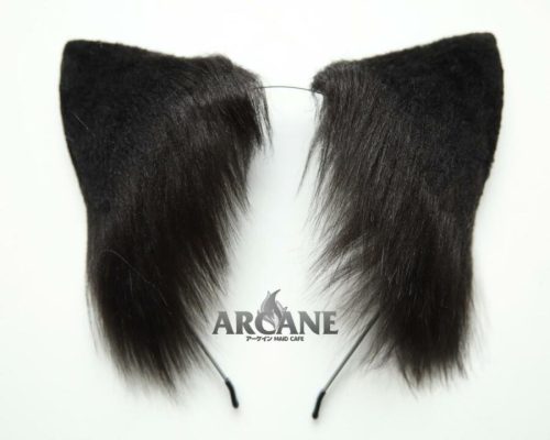 Large Cat Neko Wolf Ears Headband for Cosplay Black