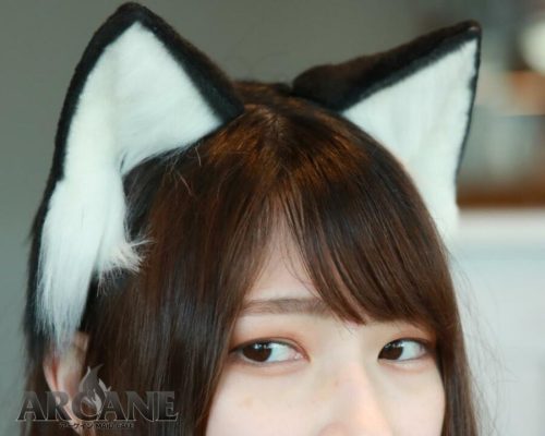 Large Cat Neko Wolf Ears Headband for Cosplay Black