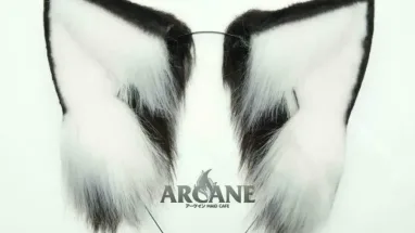 Large Cat Neko Wolf Ears Headband for Cosplay Black