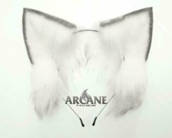 Large Cat Neko Wolf Ears Headband White Grey