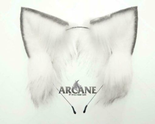 Large Cat Neko Wolf Ears Headband White Grey