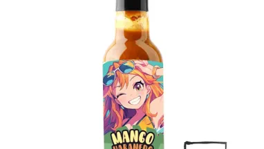 Mangero-chan Mango Habanero Anime Hot Sauce Bottle
