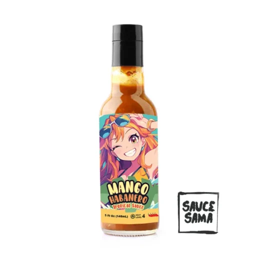 Mangero-chan Mango Habanero Anime Hot Sauce Bottle