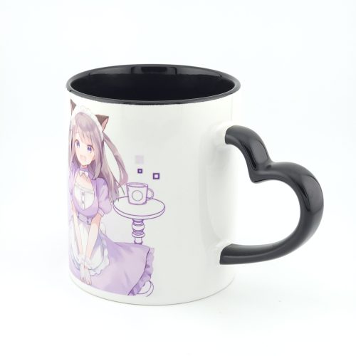Maid Anime Catgirl Coffee Mug Arcane Maid Cafe 2024 Design with Heart Shaped Handle