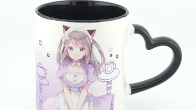 Maid Anime Catgirl Coffee Mug Arcane Maid Cafe 2024 Design with Heart Shaped Handle