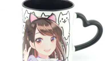 Maid Anime Catgirl Coffee Mug with Heart Handle Cute Kawaii Design