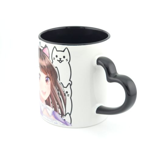 Maid Anime Catgirl Coffee Mug with Heart Handle Cute Kawaii Design