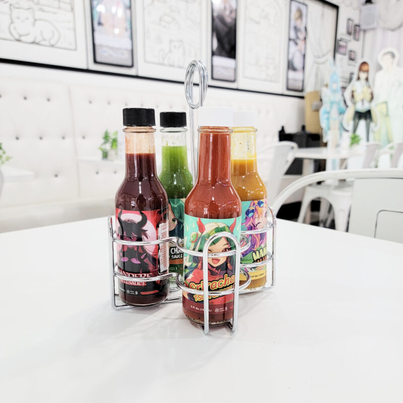 You can now try out Sauce Sama’s Anime Hot Sauce samples at our Maid Cafe 🍅🌶️🔥