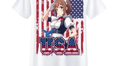 USA Patriot Anime Meme Shirt Maid Salute
