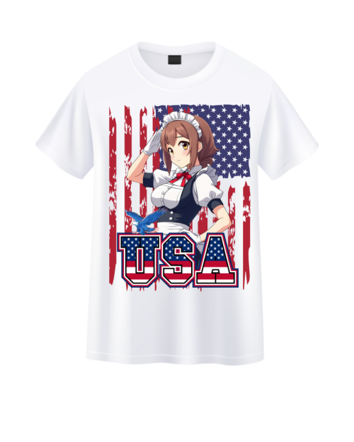 USA Patriot Anime Meme Shirt Maid Salute