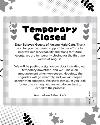 Temporarily Closed until Mid August