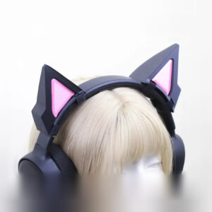 Cyber Mecha Cat Ears for Cyberpunk Headset Headband 3D for Cosplay Gamer Streamer Gift Cute