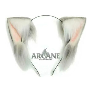 Cat Neko Ears Furry Kitten Anime Headband for Cosplay Gray