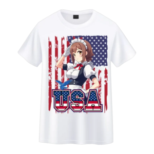 USA Patriot Anime Meme Shirt Maid Salute