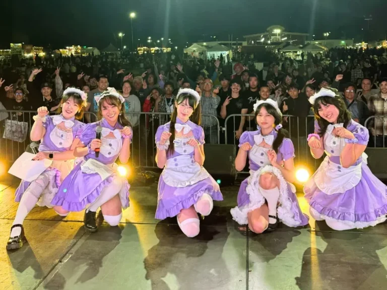 Arcane Maid Café maids on stage in front of a big crowd at OC Japan Fair