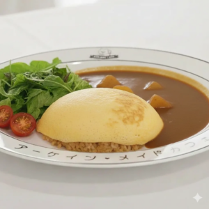 Golden Omu-Omu Omurice at Arcane Maid Café in Arcadia