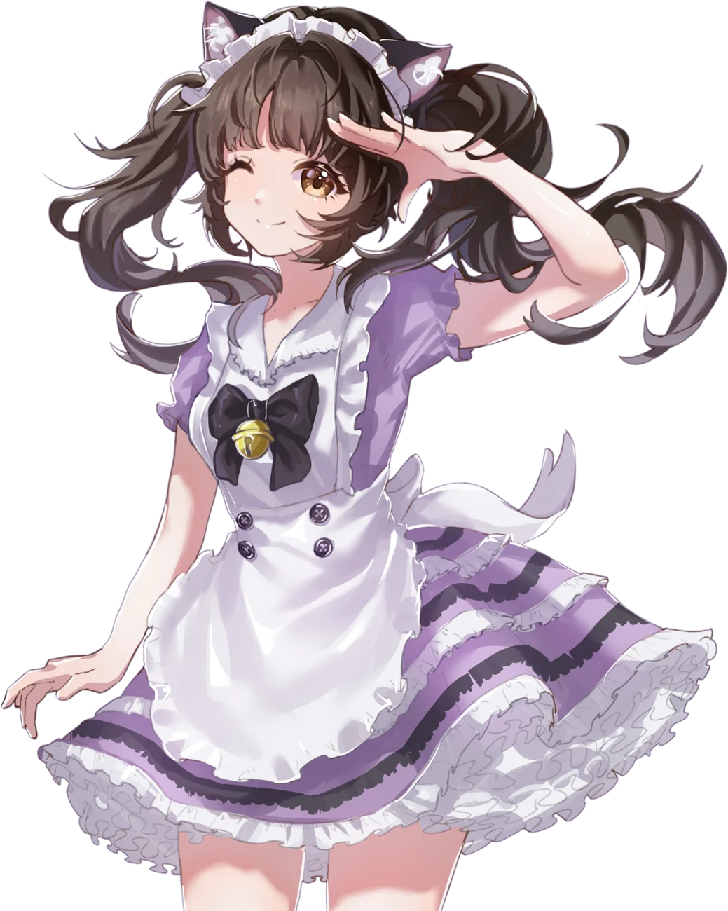 Arcane Maid Café anime maid mascot saluting