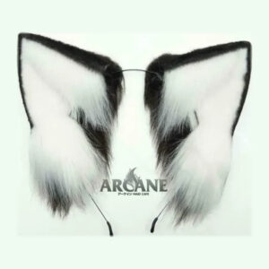 Large Cat Neko Wolf Ears Headband for Cosplay Black