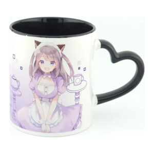 Maid Anime Catgirl Coffee Mug Arcane Maid Café 2024 Design with Heart Shaped Handle