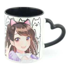 Maid Anime Catgirl Coffee Mug with Heart Handle Cute Kawaii Design