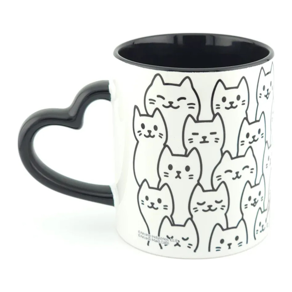 Maid Anime Catgirl Coffee Mug with Heart Handle Cute Kawaii Design