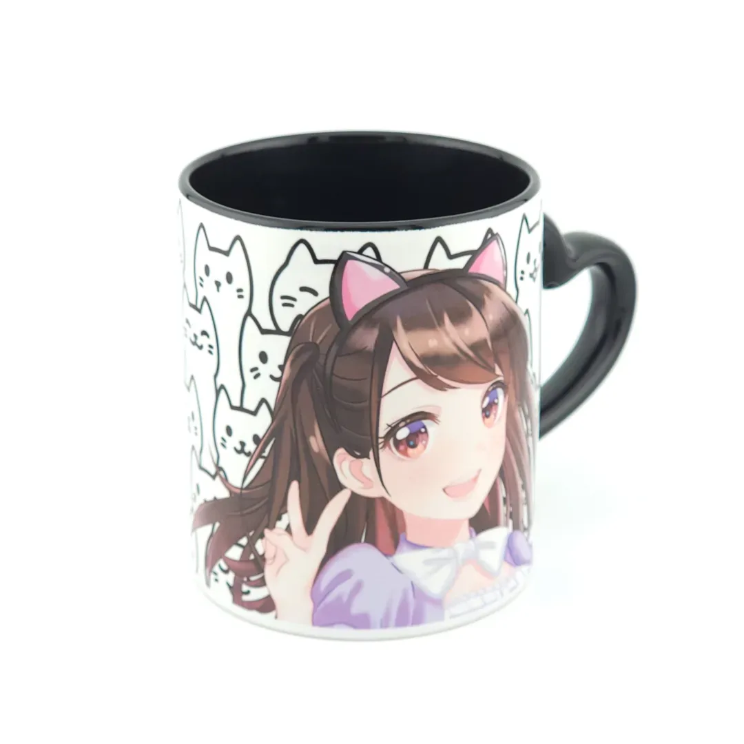 Maid Anime Catgirl Coffee Mug with Heart Handle Cute Kawaii Design