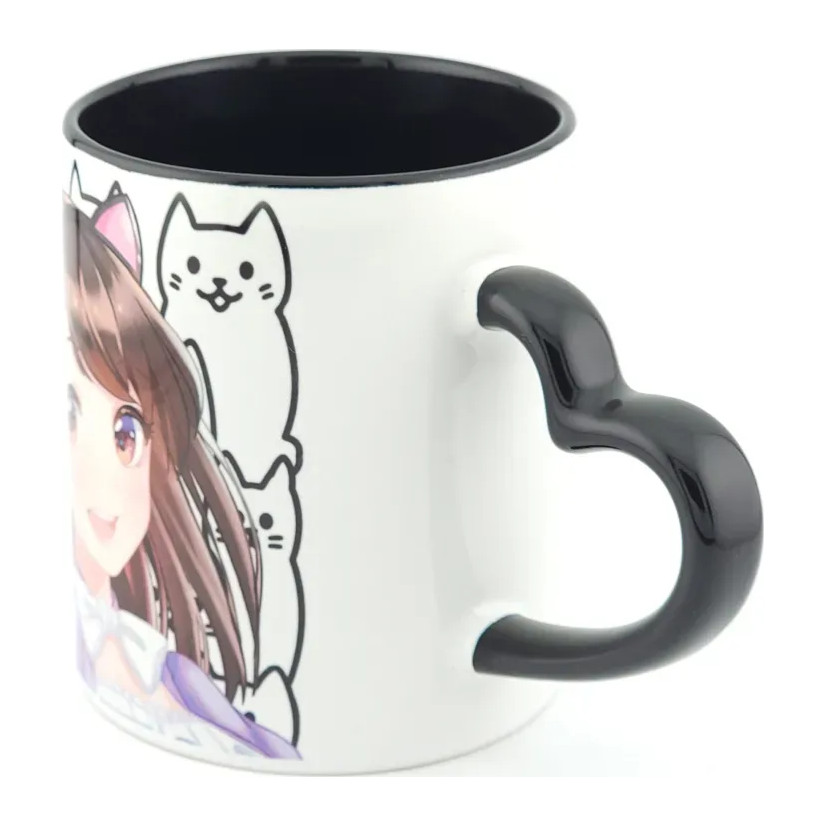 Maid Anime Catgirl Coffee Mug with Heart Handle Cute Kawaii Design